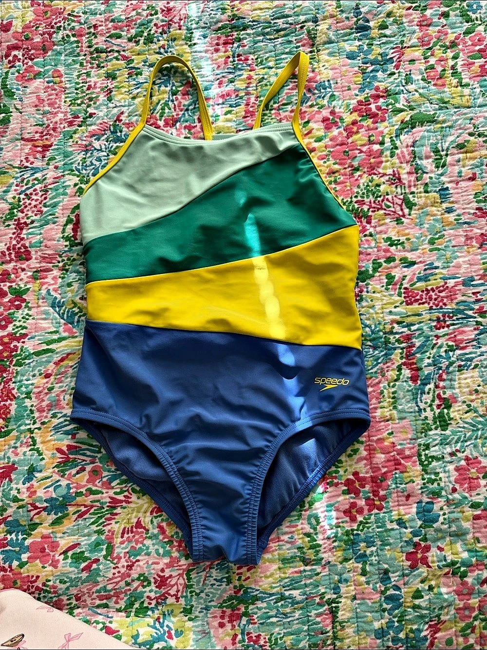 Speedo Girls Color Block One-Piece Size 8